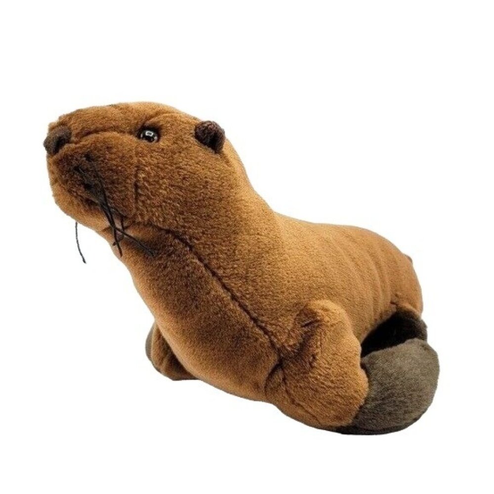 K&M Realistic Seal Sea Lion Plush Brown 15" Whiskers 2005 Beans In Bottom